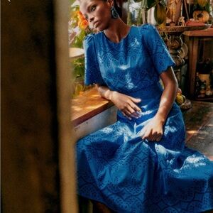 Sezane Blue Ladya Midi Dress